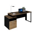Ver imagem 4 de Conjunto para Escritório com Mesa Diretor, 1 Armário Alto e 1 Baixo Espresso Móveis Macadâmia Preto Marrom