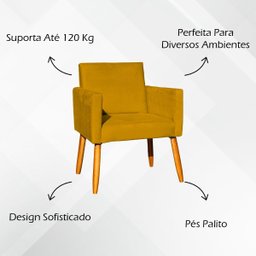 Kit 2 Poltronas Decorativa para Sala Recepção Manicure Consultório Suede - 3