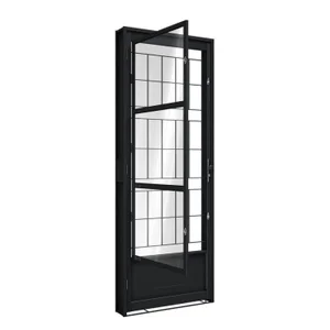 Porta de Aço de Giro com Postigo e Grade Quadrada 215x85cm Aço Pronto Riobras