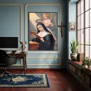 Ver imagem 2 de Quadro Santa Rita de Cássia Das Causas Impossíveis - 70x50cm:moldura Preta