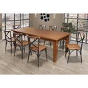 Ver imagem 1 de Mesa Jantar Retangular Madeira Maciça Aurora 200x100 com 8 Cadeiras Paris Base Alumínio - Castanho