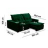 Sofa Retratil Reclinavel 2 Lugares 1,80m Atlantis Veludo Verde Lansofbr Lansof Brasil - 7