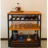 Adega Carrinho Estilo Industrial Aço Ferro Robusta Cor Preto Mdf Claro Ad-03 - 1