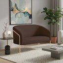 Ver imagem 1 de Sofá 2 Lugares Namoradeira Stella Industrial Alta Champanhe Suede Marrom D03 - D’Rossi
