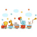 Ver imagem 1 de Adesivo de Parede Infantil Locomotiva de Bichos - Azul