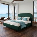 Ver imagem 4 de Cama Queen Flutuante com Cabeceira 160cm Aura W01 Bouclê Verde - Lyam Decor