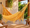 Ver imagem 1 de Rede de Dormir Casal Balanço de Algodão Premium 3,80m x 1,50m Cor Amarela