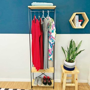 Arara Armário Modular Industrial Slim Natural e Preto