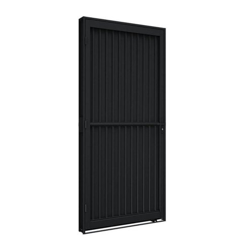 Porta de Aço de Giro Calha 215x100cm Aço Pronto Riobras Abertura Esquerda Preto