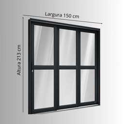 Porta de Aço de Correr Lateral com Travessa 3 Folhas 213x150cm Aço Pronto Riobras - 8