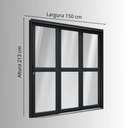 Ver mais imagens de Porta de Aço de Correr Lateral com Travessa 3 Folhas 213x150cm Aço Pronto Riobras Preto