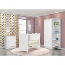 Ver imagem 2 de Kit Quarto Infantil Berço Simples, Cômoda Armário Branco