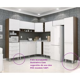 Kit 5 Pés Gabinete de Pia Armario Regula de 17 a 19 Cm Vap Branco - 7