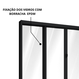 Janela de Aço de Correr Central 4 Folhas 120x150cm Aço Pronto Riobras Preto - 4 Janela de Aço de Correr Central 4 Folhas 120x150cm Aço Pronto Riobras Preto - 4