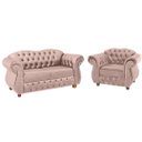 Ver imagem 1 de Uma Namoradeira Chesterfield Merlo + Uma poltrona Suede Rosa claro/ decoração, recepção, sala t