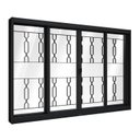 Ver imagem 1 de Janela de Aço de Correr Central com Grade Mosaico 4 Folhas 100x100cm Aço Pronto Riobras