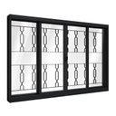 Ver imagem 2 de Janela de Aço de Correr Central com Grade Mosaico 4 Folhas 100x100cm Aço Pronto Riobras