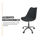 Ver imagem 4 de Cadeira Office Base Cromada com Rodizio Giratória Saarinen - Preto - 2
