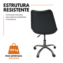 Ver imagem 5 de Cadeira Office Base Cromada com Rodizio Giratória Saarinen - Preto - 2