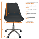 Ver imagem 6 de Cadeira Office Base Cromada com Rodizio Giratória Saarinen - Preto - 2