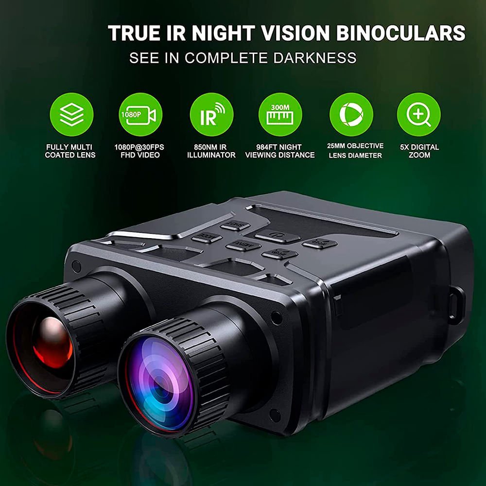 Binóculo com câmera Full HD, visão noturna e zoom digital 5X - 3