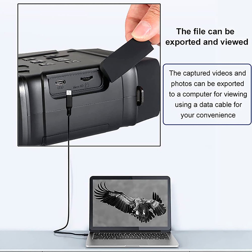 Binóculo com câmera Full HD, visão noturna e zoom digital 5X - 5