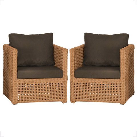 2 Poltronas Madri Alumínio Corda Náutica Estofado 9 Trama Original