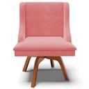 Ver imagem 4 de Kit 3 Cadeiras Decorativas Sala de Jantar Base Giratória de Madeira Firenze Suede Rosê/natural G19