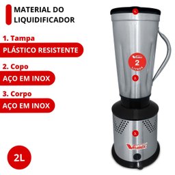 Liquidificador Industrial Alta Rotação 18000rpm 2l 127v - Vitalex:110v - 7