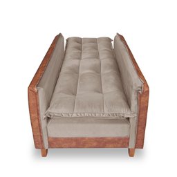 Poltrona Sofá Cama Confortável com Puff para Vovô e Vovó Capuccino/marrom Bz Home Decor - 2