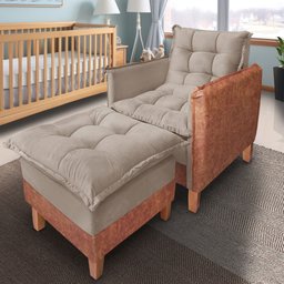Poltrona Sofá Cama Confortável com Puff para Vovô e Vovó Capuccino/marrom Bz Home Decor - 1