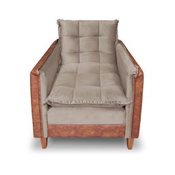 Poltrona Sofá Cama Confortável com Puff para Vovô e Vovó Capuccino/marrom Bz Home Decor - 3