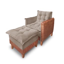 Poltrona Sofá Cama Confortável com Puff para Vovô e Vovó Capuccino/marrom Bz Home Decor - 4