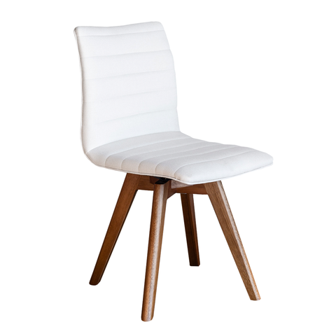 Kit 4 Cadeiras Cloud Giratória, Pés Chocolate, Tecido Linho Cor Cru