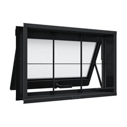 Janela de Aço Maxim-Ar com Grade Quadrada 40x60cm Aço Pronto Riobras - 1 Janela de Aço Maxim-Ar com Grade Quadrada 40x60cm Aço Pronto Riobras - 1
