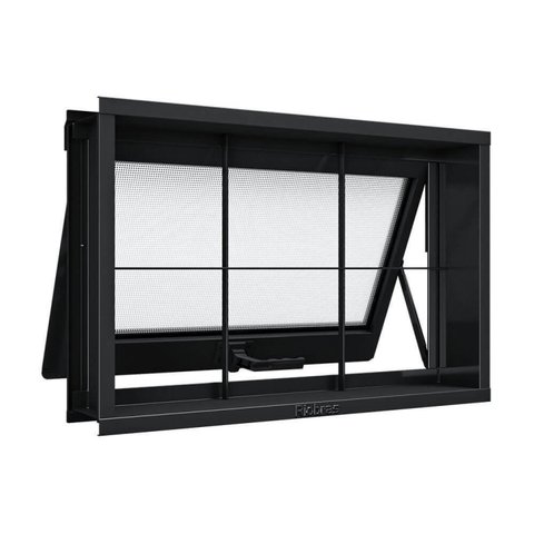 Janela de Aço Maxim-ar com Grade Quadrada 40x60cm Aço Pronto Riobras