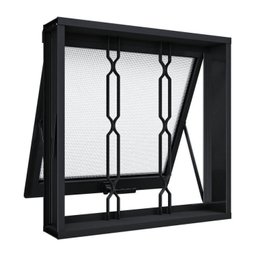 Janela de Aço Maxim-Ar com Grade Mosaico 60x60cm Aço Pronto Riobras - 2 Janela de Aço Maxim-Ar com Grade Mosaico 60x60cm Aço Pronto Riobras - 2