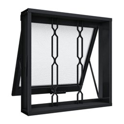 Janela de Aço Maxim-Ar com Grade Mosaico 60x60cm Aço Pronto Riobras - 1 Janela de Aço Maxim-Ar com Grade Mosaico 60x60cm Aço Pronto Riobras - 1
