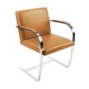 Ver imagem 1 de Cadeira Brno Couro Natural Caramelo Barra Chata Cromada