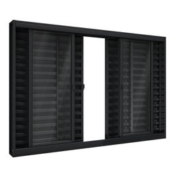 Janela de Aço Veneziana de Correr Central 6 Folhas 100x150cm Aço Pronto Riobras - 1