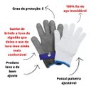 Ver imagem 3 de Luva Açougueiro Malha de Aço Inox Anti Corte Profissional