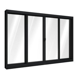 Janela de Aço de Correr Central 4 Folhas 100x120cm Aço Pronto Riobras - 1
