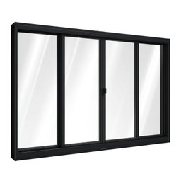 Janela de Aço de Correr Central 4 Folhas 100x150cm Aço Pronto Riobras - 1 Janela de Aço de Correr Central 4 Folhas 100x150cm Aço Pronto Riobras - 1