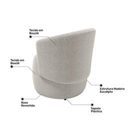 Poltrona Decorativa Aisha Orgânica Bouclê Bege - Desk Design - 7