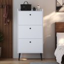 Ver imagem 2 de Sapateira Vertical Dark 3 Gavetas Basculantes Organizadora Calçados Retrô - Branco - Rpm Móveis