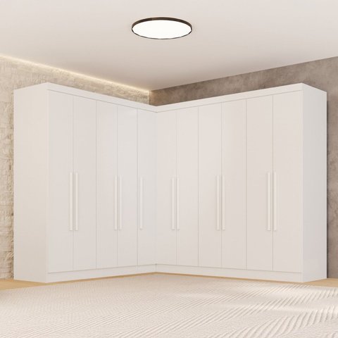 Guarda-Roupa de Canto Modulado 11 Portas 4 Gavetas Espanha Branco