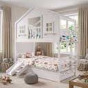Ver imagem 3 de Treliche Casinha Dos Sonhos com Varanda com Escorregador Madeira Maciça Branco Solteiro Housin