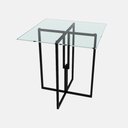 Ver imagem 2 de Mesa Quadrada Industrial 70cm Preta Tampo de Vidro Temperado