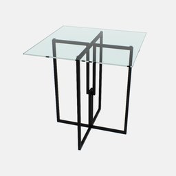 Mesa Quadrada Industrial 70cm Preta Tampo de Vidro Temperado - 2