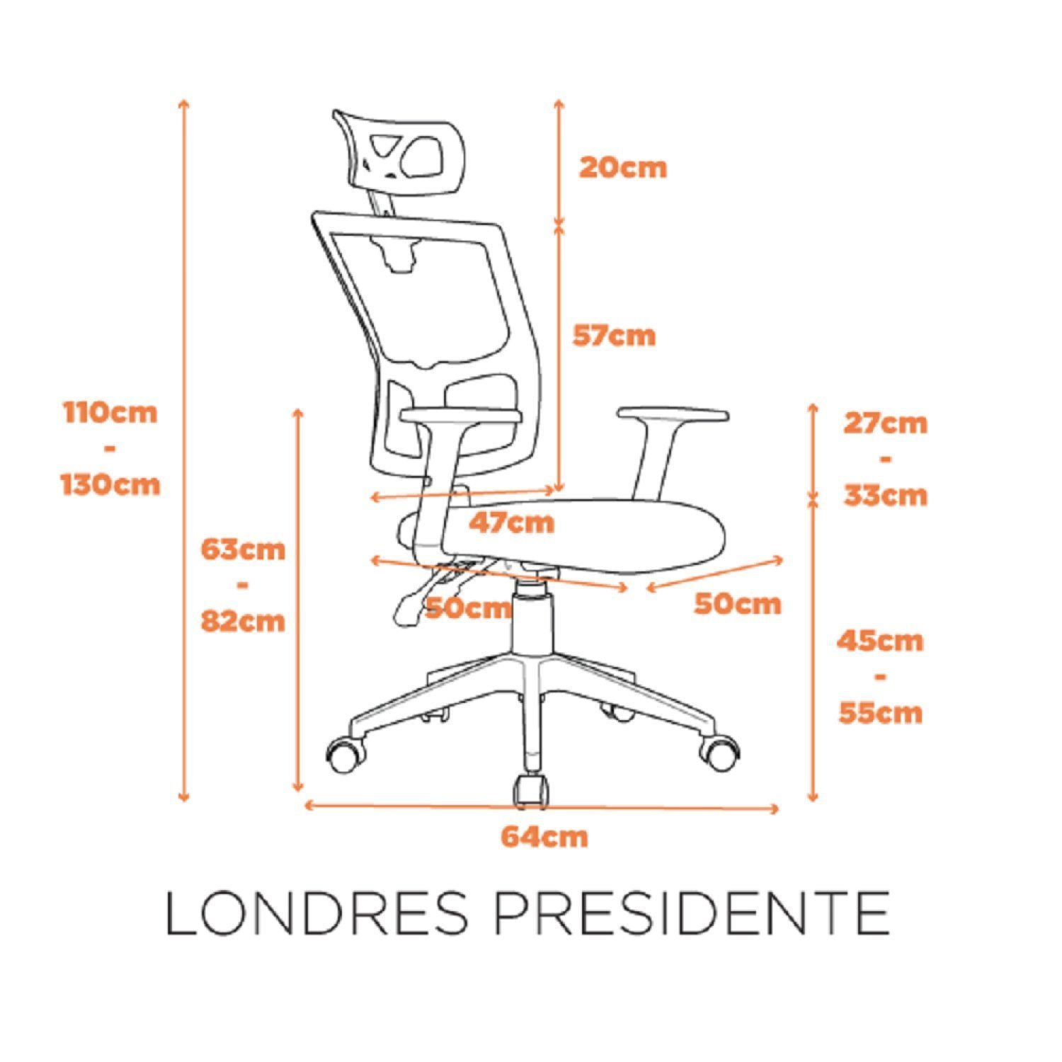 Cadeira Escritório Giratória Presidente Polipropileno Londres - 4